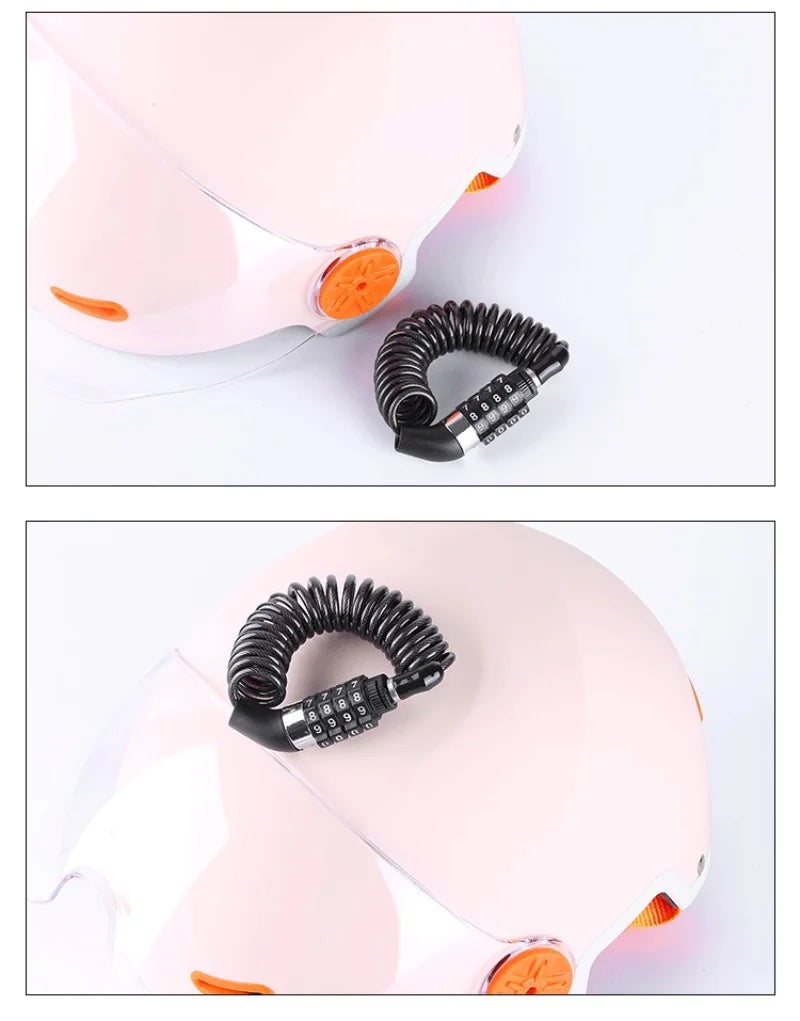 Bicycle Lock Password Anti-theft Lock Bicycle Portable Helmet Lock Universal 4 Digit Steel Cable Locks Security Cycling Parts