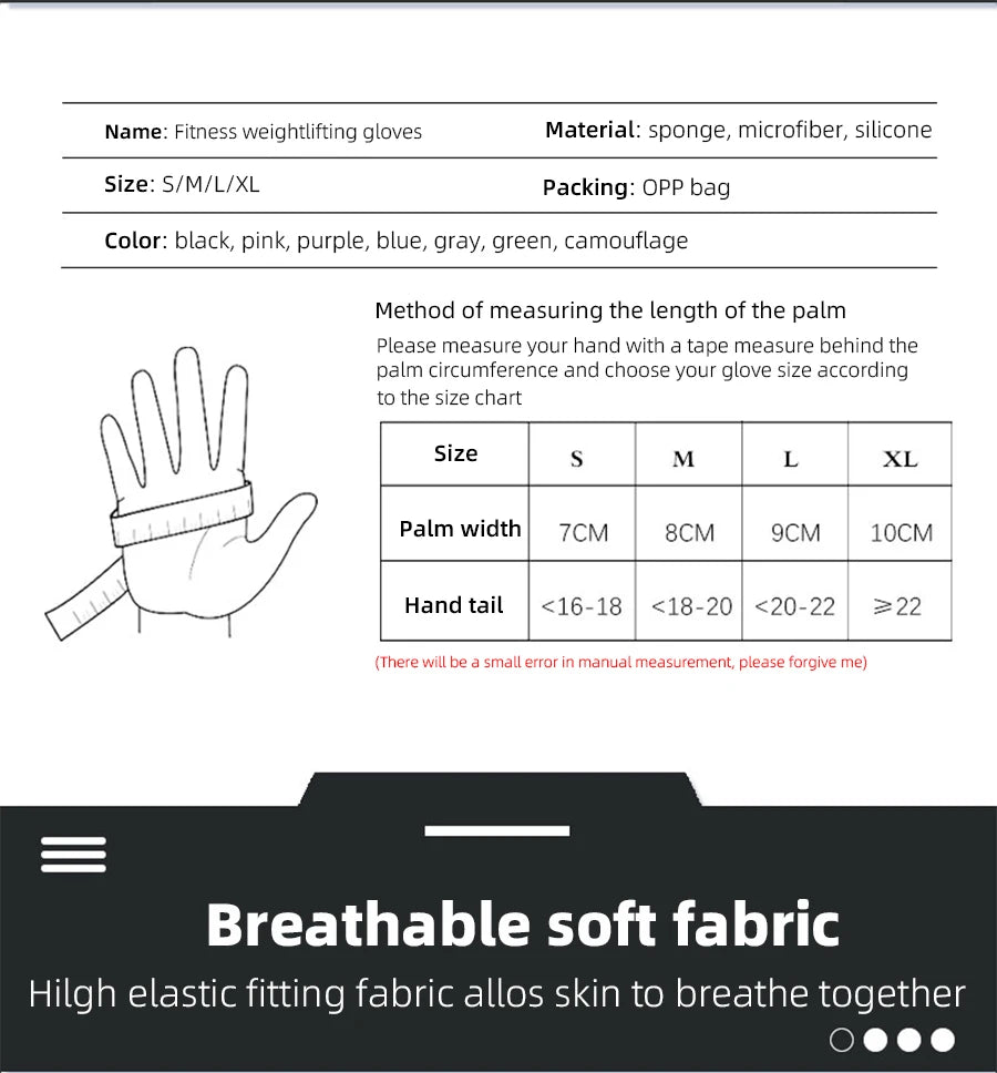 With Anti-Slip Shock-Absorbing Workout Gloves Motorcycle Exercise Cycling Gloves Weight Lifting Gym Training Light Biking Gloves