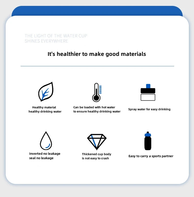 Bicycle Water Bottle PP5 Lightweight Squeeze-type Running Cycling Kettle BPA-Free Leak-Proof 610ML Mountain Road Bike Bottle