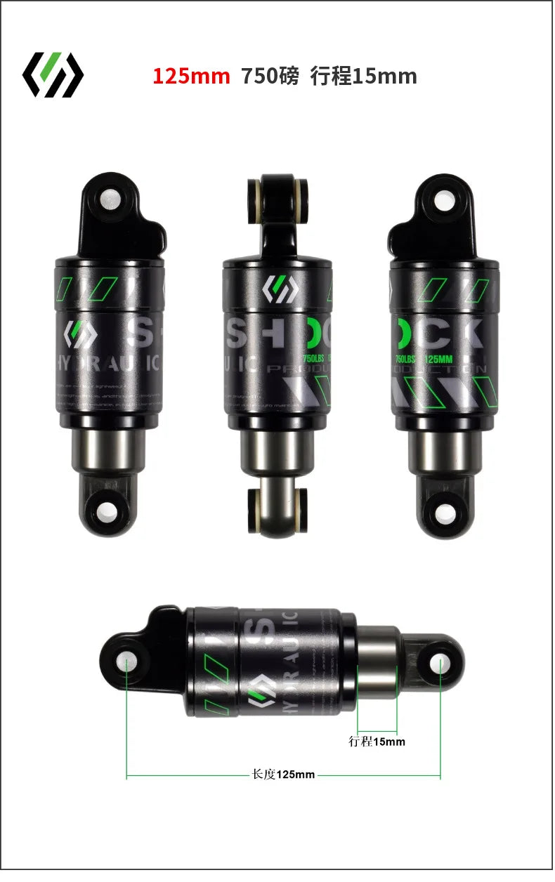 Bike Rear Shock Absorber, Bicycle Hydraulic Shock Absorbers, Suspension, 120mm, 125mm, 150mm, 165mm, 185mm, 190mm,200mm Dropship