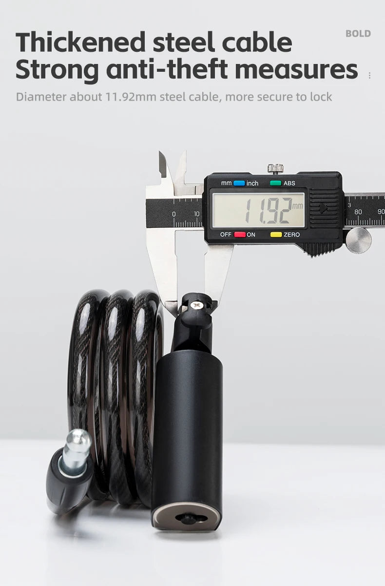 ROCKBROS Bicycle Lock Portable Anti-theft Bike Cable Lock with Keys Zinc Alloy Motorcycle Scooter MTB Road Round Cycling Lock