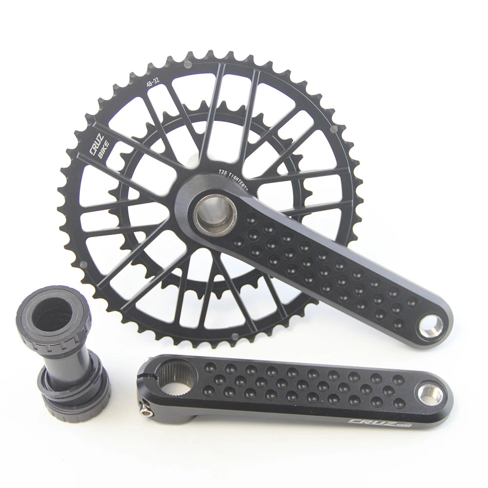CRUZbike Road Bike Crankset 155/160/165/170/ Crank 9/10/11/12 Speed Double Chainring 46-30/48-32T with Bottom Bracket
