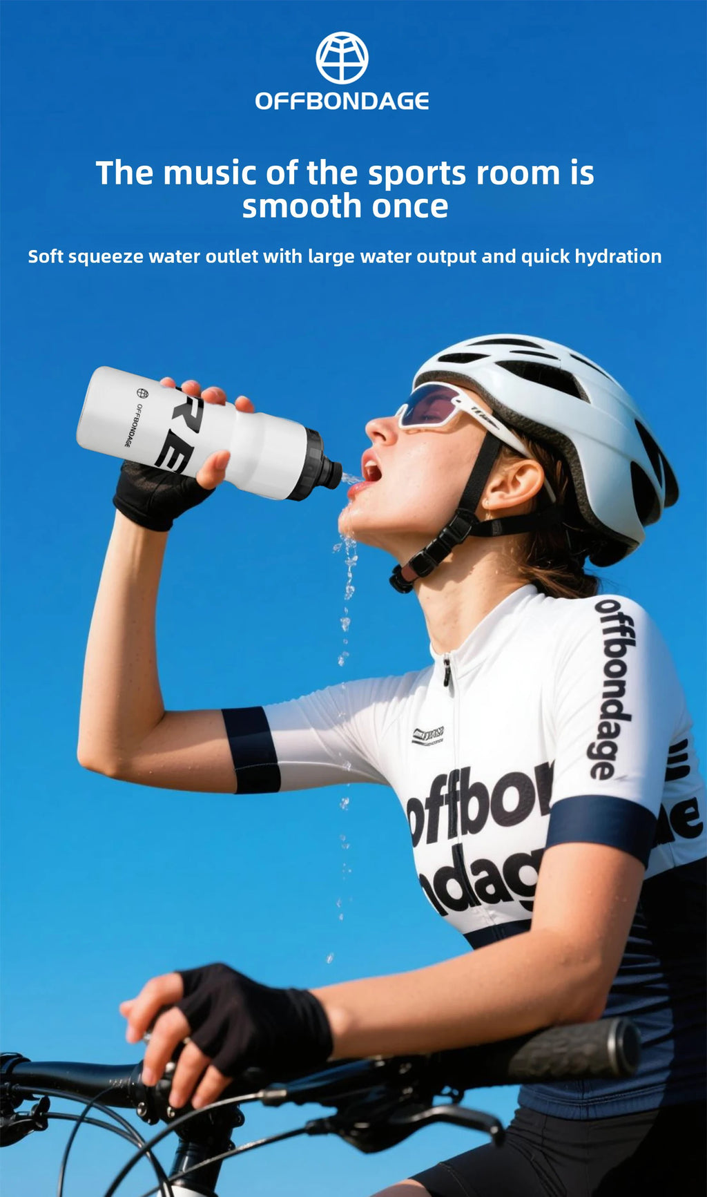 OFFBONDAGE Bicycle Water Bottle Squeezable Cycling Bottle Non-Deform Ultralight Sports Bottle Outdoor Camping Bike Drink Bottle